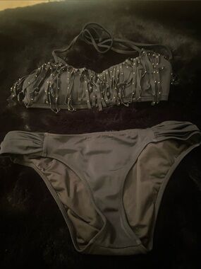VS PINK  Black  Fringe Bikini Set with Gold Beads
Small